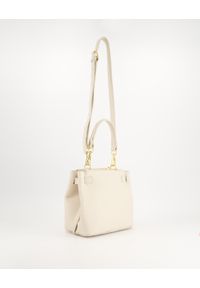 Unisono - Beżowa torebka bucket bag. Kolor: beżowy. Materiał: skórzane. Styl: klasyczny, casual, elegancki, biznesowy. Rodzaj torebki: na ramię