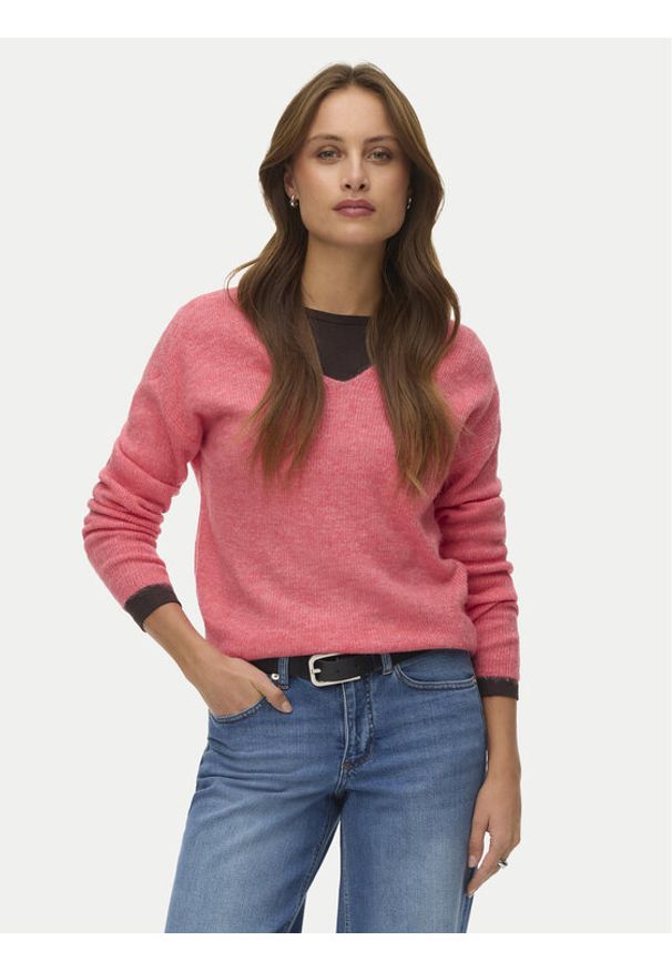 Vero Moda Sweter Crewlefile 10233357 Koralowy Loose Fit. Kolor: pomarańczowy. Materiał: syntetyk