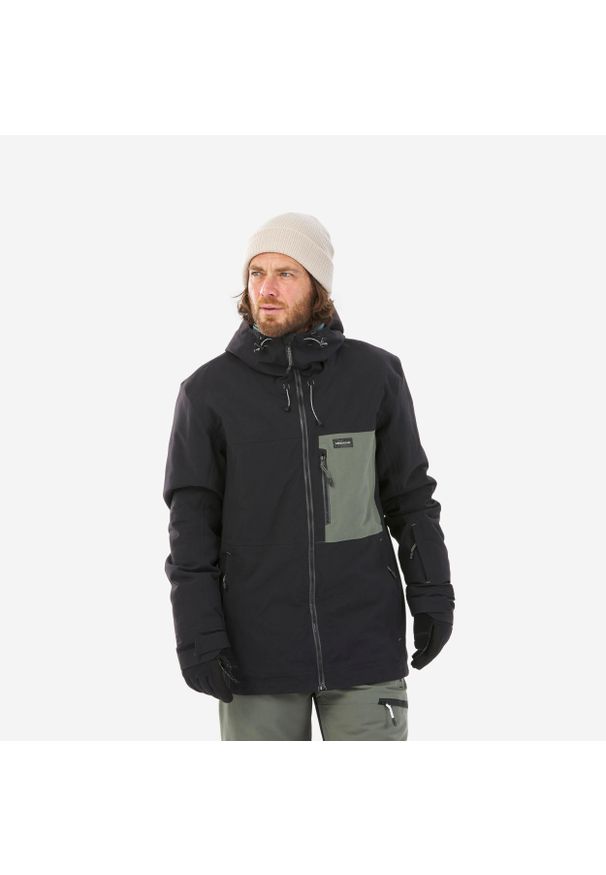DREAMSCAPE - Kurtka snowboardowa męska Dreamscape ZIPROTEC SNB 500. Kolor: brązowy, zielony, czarny, wielokolorowy. Materiał: puch, materiał. Długość: długie. Sport: snowboard