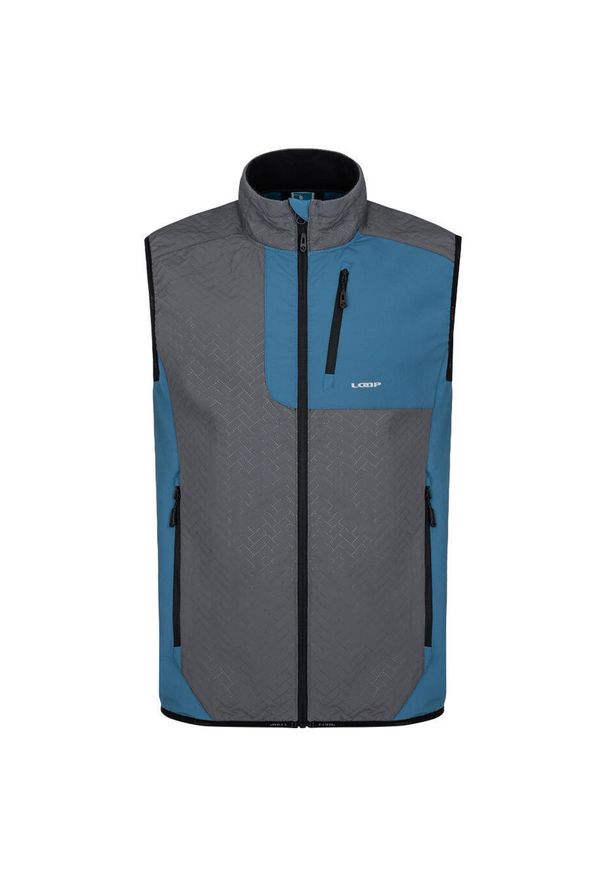 ZONE PERFECT - Kamizelka męska LOAP Urkel granatowa, S. Kolor: wielokolorowy, niebieski, szary. Materiał: softshell. Sport: turystyka piesza