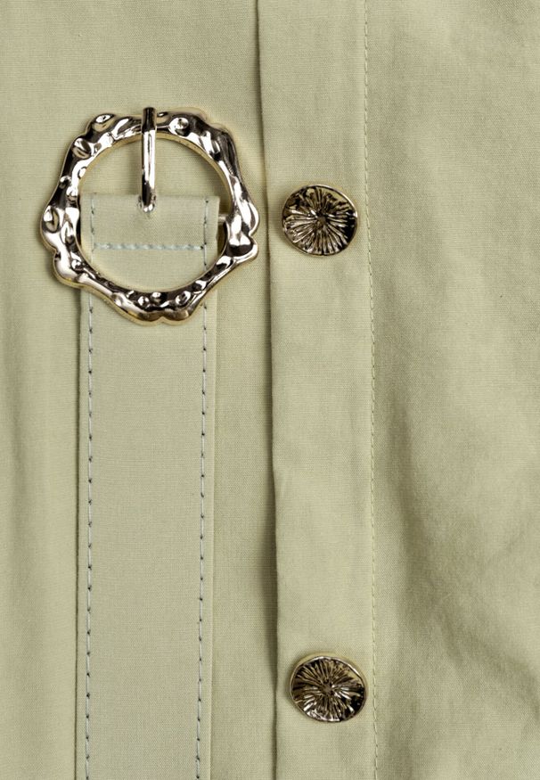 Born2be - Zielona Spódnica Rozkloszowana z Bawełną i Paskiem oraz Kieszniami Jorlea. Okazja: na co dzień. Kolor: zielony. Materiał: bawełna. Sezon: lato. Styl: casual, elegancki, boho, klasyczny