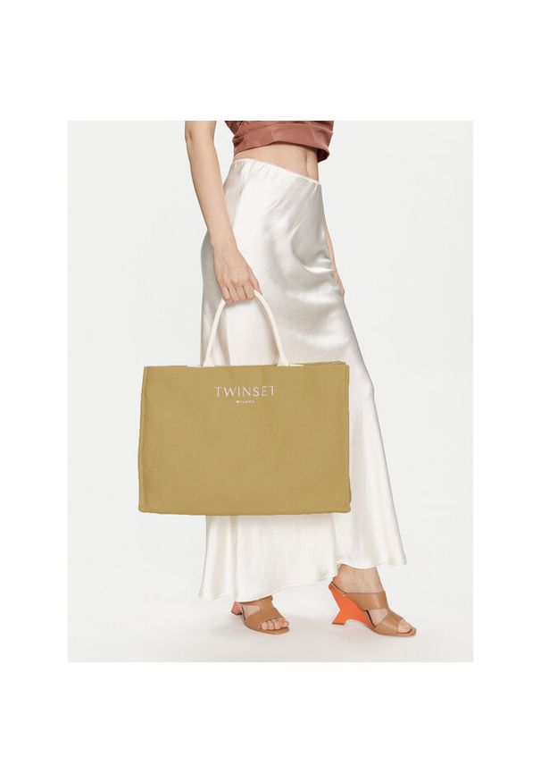 TwinSet - Torebka TWINSET. Kolor: beżowy