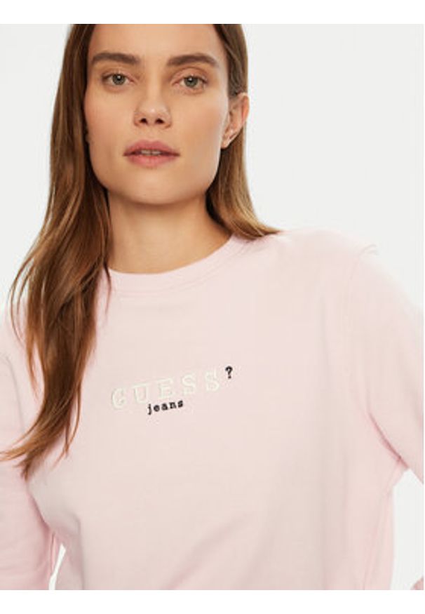 Guess Jeans Bluza W5RQ28 K68I4 Beżowy Regular Fit. Kolor: beżowy. Materiał: bawełna