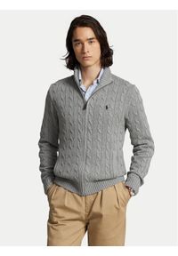 Polo Ralph Lauren Sweter 710899975002 Szary Regular Fit. Typ kołnierza: polo. Kolor: szary. Materiał: bawełna