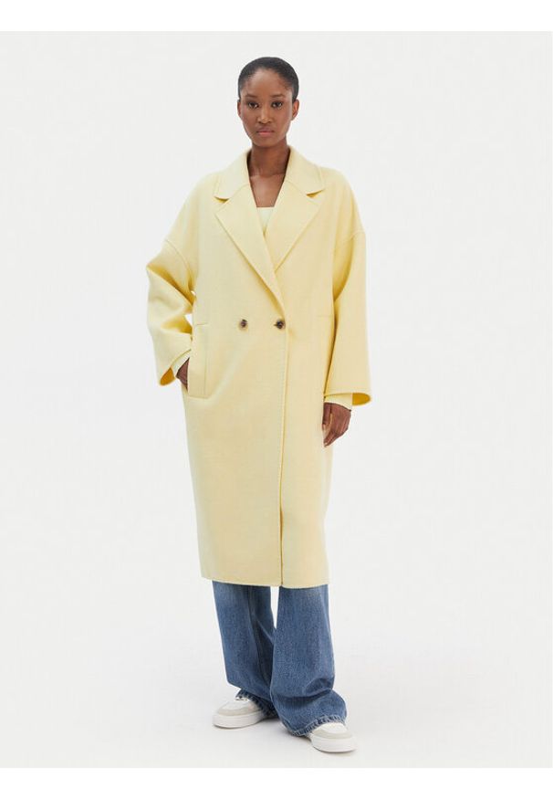 ViCOLO Płaszcz wełniany TF0003 Żółty Regular Fit. Kolor: żółty. Materiał: wełna, syntetyk