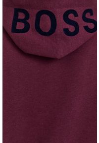 BOSS - Boss Bluza damska kolor bordowy z kapturem gładka. Typ kołnierza: kaptur. Kolor: czerwony. Wzór: gładki