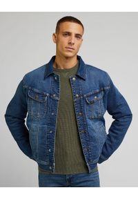 Lee - LEE REVERSABLE RIDER JACKET MĘSKA KURTKA JEANSOWA DŻINSOWA NA GUZIKI MID DARK L89HPME46. Materiał: jeans