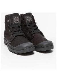 Buty do chodzenia damskie Palladium Pampa HI. Wysokość cholewki: za kostkę. Zapięcie: sznurówki. Kolor: czarny. Materiał: guma, materiał, syntetyk. Szerokość cholewki: normalna. Sport: turystyka piesza