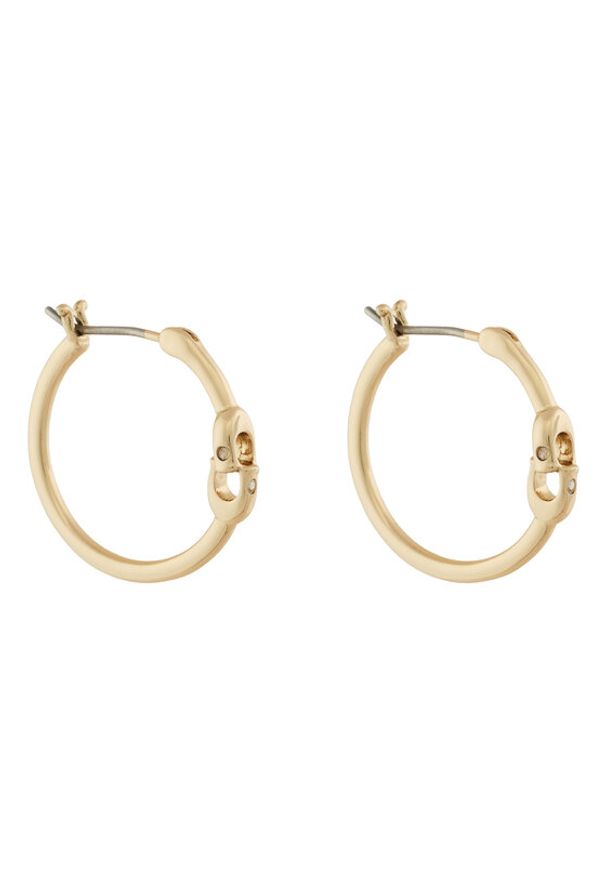 Coach Kolczyki Signature Hoop Earrings 37408160GLD710 Złoty. Materiał: metalowe. Kolor: złoty