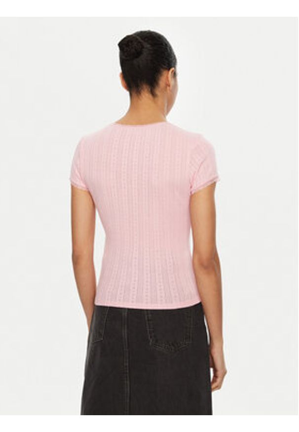 Tommy Jeans T-Shirt DW0DW19493 Różowy Slim Fit. Kolor: różowy. Materiał: bawełna
