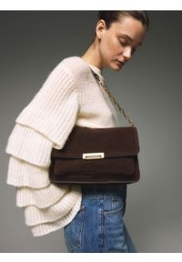 Reserved - Zamszowa torebka na ramię - ciemnobrązowy. Kolor: brązowy. Materiał: zamszowe. Rodzaj torebki: na ramię #1