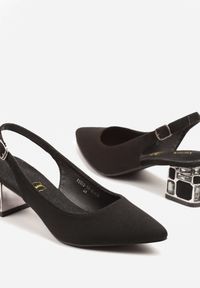 Renee - Czarne Sandały Vices na Ozdobnym Słupku Typu Slingback ze Skórzaną Wkładką Eraliora. Okazja: na co dzień. Zapięcie: sprzączka. Kolor: czarny. Materiał: skóra. Obcas: na słupku. Styl: casual, elegancki #5