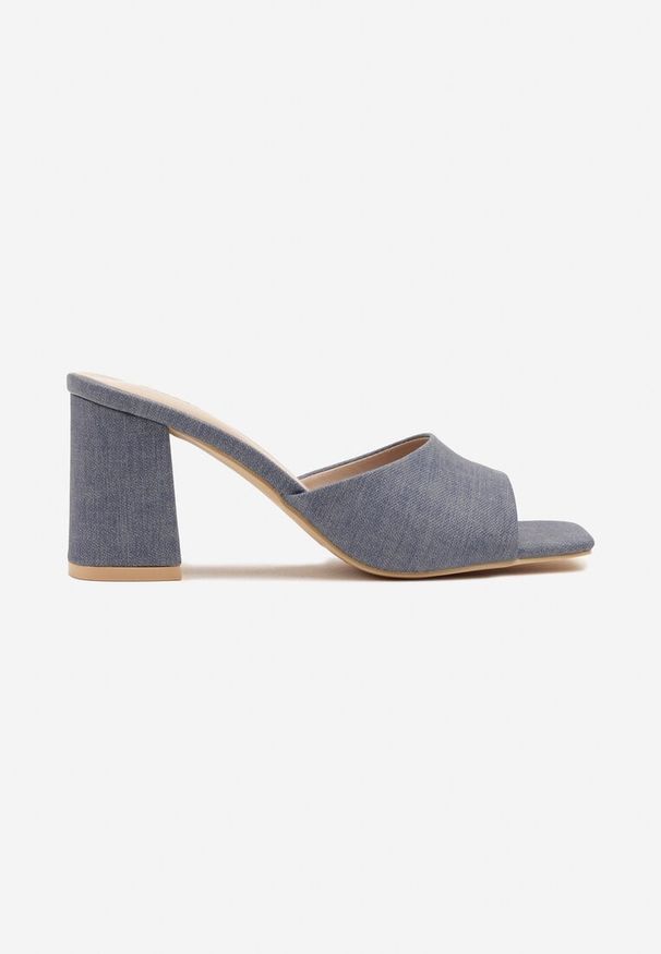 Born2be - Niebieskie Klapki Vices na Obcasie z Kwadratowym Noskiem Neonitea. Okazja: na co dzień. Kolor: niebieski. Obcas: na obcasie. Styl: klasyczny, elegancki, casual. Wysokość obcasa: średni