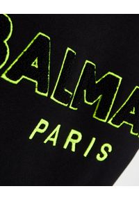 Balmain - BALMAIN - Czarna bluza bez kaptura z neonowym logo. Typ kołnierza: bez kaptura. Kolor: czarny. Materiał: bawełna. Wzór: haft. Styl: klasyczny #3