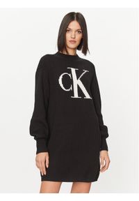 Sukienka dzianinowa Calvin Klein Jeans. Kolor: czarny. Materiał: dzianina