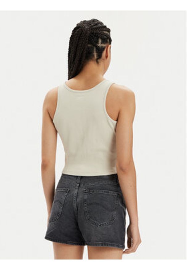 Wrangler Top Logo 112350281 Beżowy Slim Fit. Kolor: beżowy. Materiał: bawełna