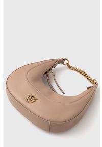 Pinko torebka skórzana kolor beżowy. Kolor: beżowy. Materiał: skórzane #3