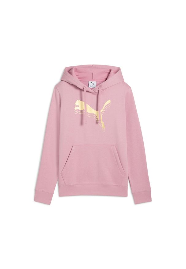 Bluza damska z kapturem Puma Ess Metallic Fl. Typ kołnierza: kaptur. Kolor: różowy. Materiał: prążkowany. Wzór: nadruk. Sport: bieganie