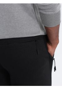 Ombre Clothing - Spodnie męskie dresowe z przeszyciami - czarne V5 OM-PASK-0137 - XXL. Kolor: czarny. Materiał: dresówka. Wzór: nadruk #3