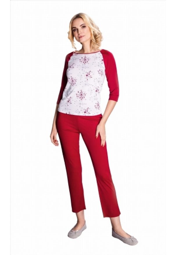 MEWA Lingerie - Długa dwuczęściowa piżama damska Caprise burgund. Materiał: poliamid, wiskoza, jedwab, materiał. Długość: długie