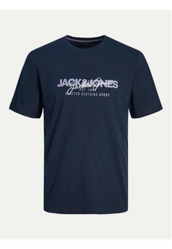 Jack & Jones - Jack&Jones T-Shirt Alvis 12256803 Granatowy Standard Fit. Kolor: niebieski. Materiał: bawełna