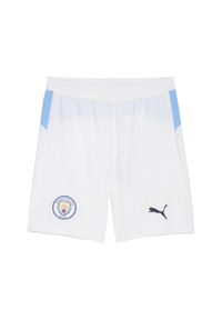 Puma - Męskie szorty Manchester City 25/26 PUMA White Team Light Blue. Kolor: niebieski, wielokolorowy, biały. Materiał: tkanina. Sport: piłka nożna