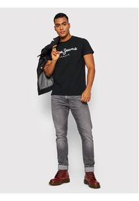 Pepe Jeans T-Shirt Original PM508210 Czarny Slim Fit. Kolor: czarny. Materiał: bawełna