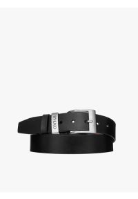 Ryłko - Czarny pasek męski z logotypem na klamrze. Kolor: czarny. Materiał: skóra. Styl: street #1