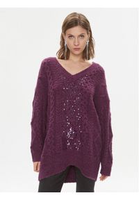 Pinko Sweter Ghepardo 102116 A1A6 Fioletowy Oversize. Kolor: fioletowy. Materiał: syntetyk #1