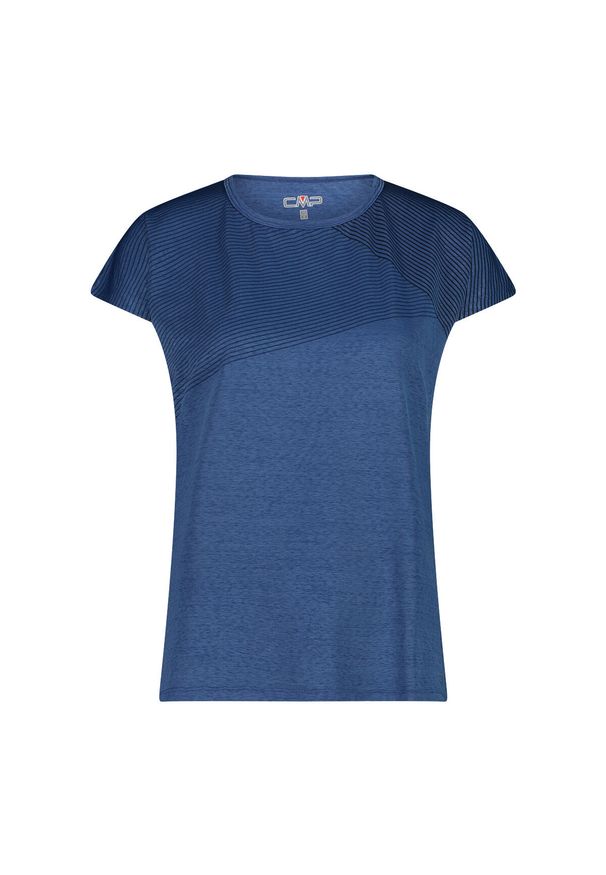 Damska koszulka w paski CMP. Kolor: niebieski. Wzór: paski. Sport: turystyka piesza