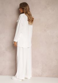 Renee - Biały 2-częsciowy Komplet Casual z Szerokimi Spodniami i Koszulą Oversize Hyparissa. Kolor: biały #3
