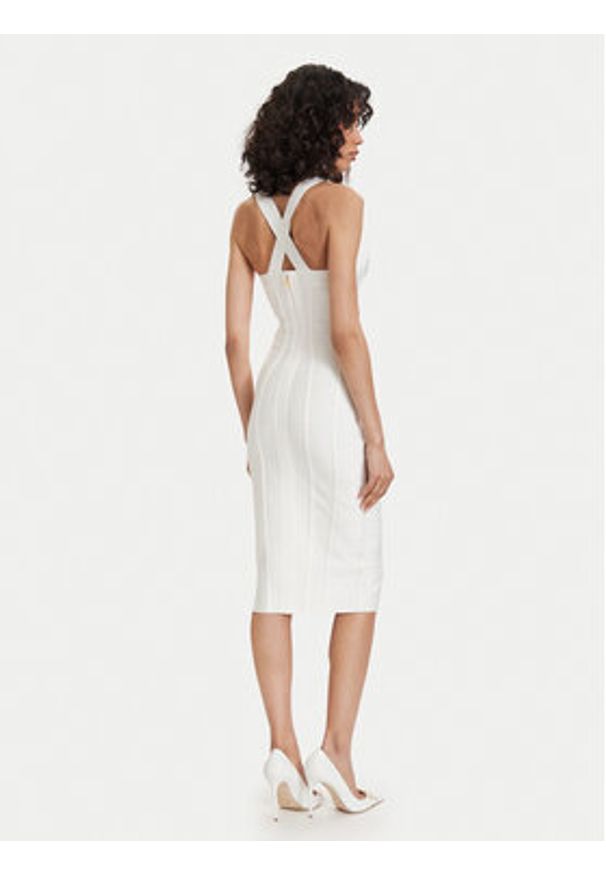 Elisabetta Franchi Sukienka koktajlowa AM-24D-62E2-V790 Biały Slim Fit. Kolor: biały. Materiał: wiskoza. Styl: wizytowy