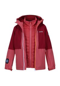 Kurtka turystyczna dla dzieci Regatta Hydrate VIII 3w1 z latarką. Kolor: czerwony. Styl: młodzieżowy, sportowy. Sport: turystyka piesza #1