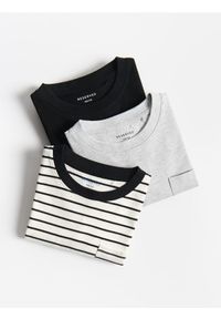 Reserved - Bawełniany longsleeve 3 pack - czarny. Kolor: czarny. Materiał: bawełna. Długość rękawa: długi rękaw #1