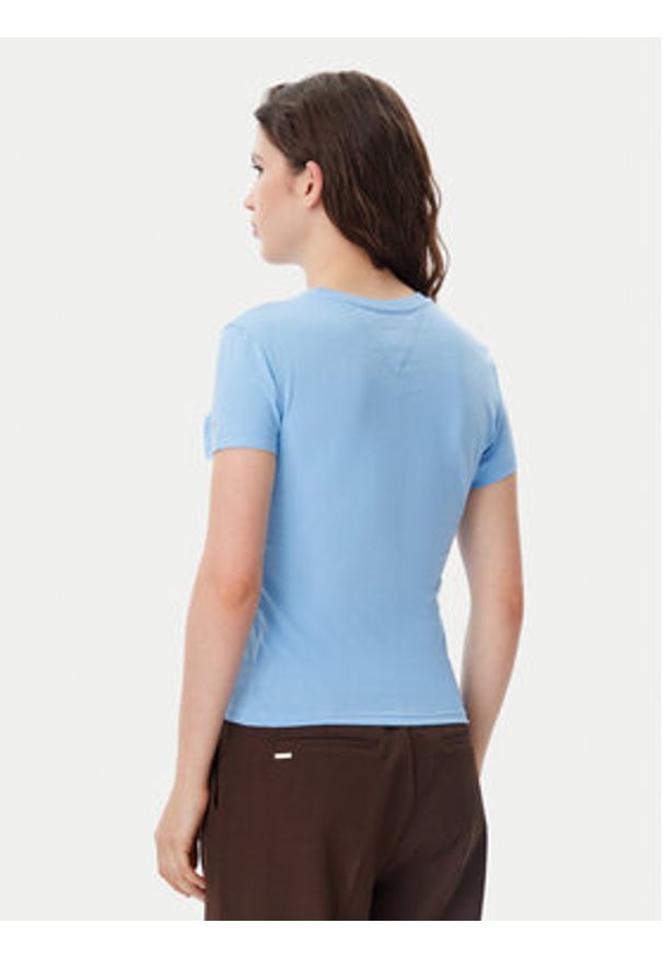 Tommy Jeans T-Shirt Essential DW0DW19447 Błękitny Slim Fit. Kolor: niebieski. Materiał: bawełna