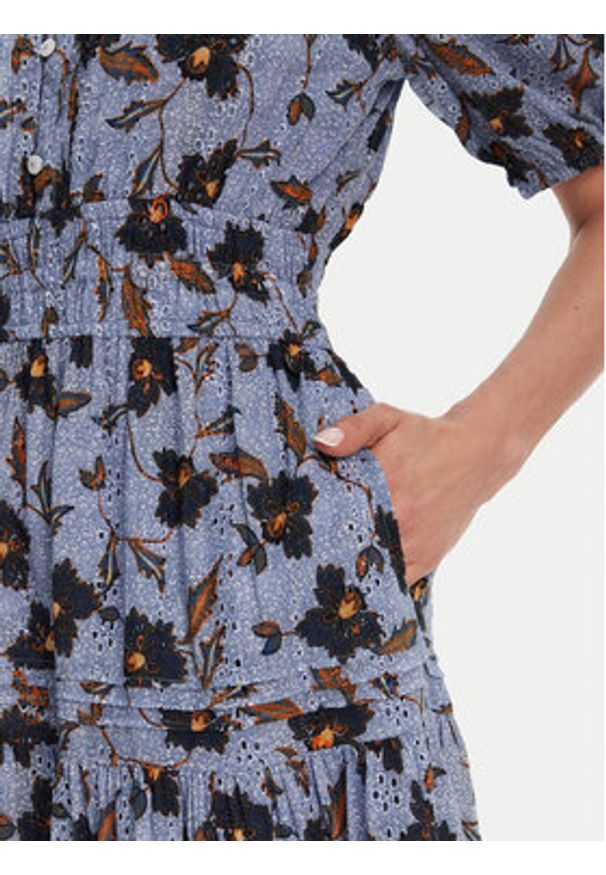 Pepe Jeans Sukienka letnia Eva PL953695 Błękitny Regular Fit. Kolor: niebieski. Materiał: bawełna. Sezon: lato