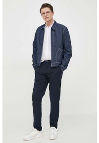 Sisley spodnie bawełniane kolor granatowy dopasowane. Kolor: niebieski. Materiał: bawełna #4