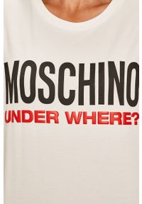 Moschino Underwear - T-shirt piżamowy. Kolor: biały. Materiał: bawełna, dzianina, elastan. Wzór: nadruk #5