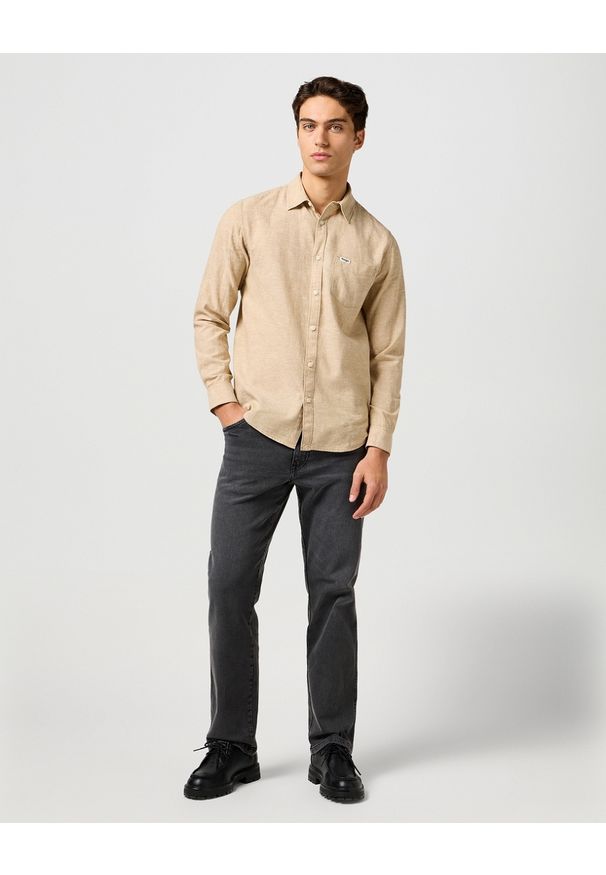 Wrangler - MESKA KOSZULA WRANGLER 1 PKT SHIRT TIMBERWOLF 112362754