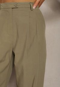 Renee - Zielone Bawełniane Spodnie Garniturowe z Szerokimi Nogawkami Befia. Kolor: zielony. Materiał: bawełna #5