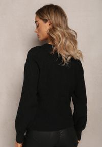 Renee - Czarny Sweter w Dekoracyjny Splot Tertille. Kolor: czarny. Długość rękawa: długi rękaw. Długość: długie. Wzór: ze splotem. Styl: klasyczny #5