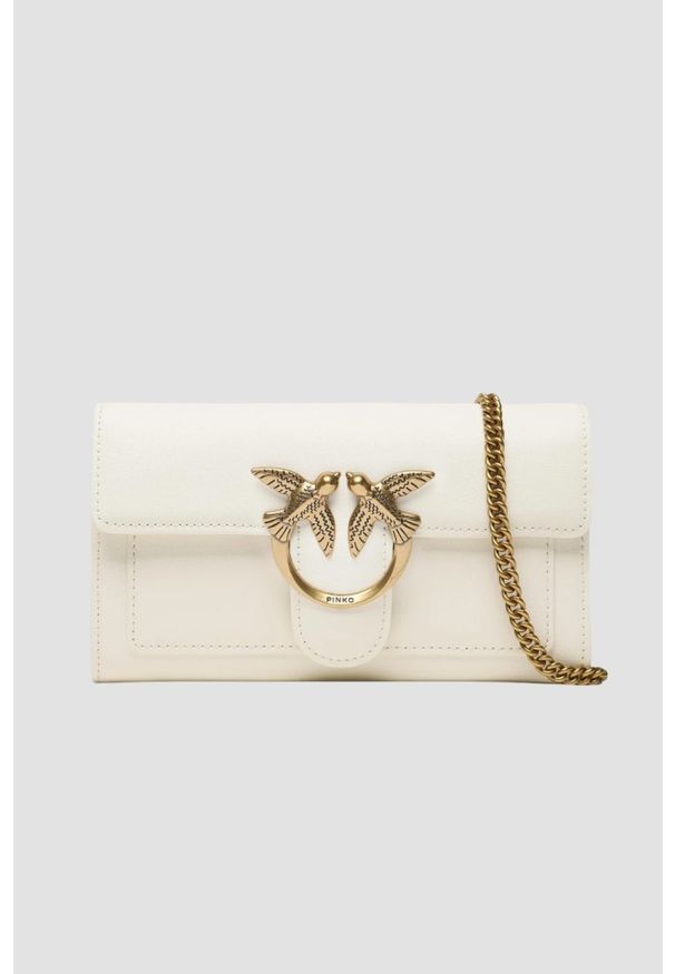Pinko - PINKO Biała kopertówka damska Love One Wallet C Vitello. Kolor: biały. Materiał: skórzane. Styl: elegancki