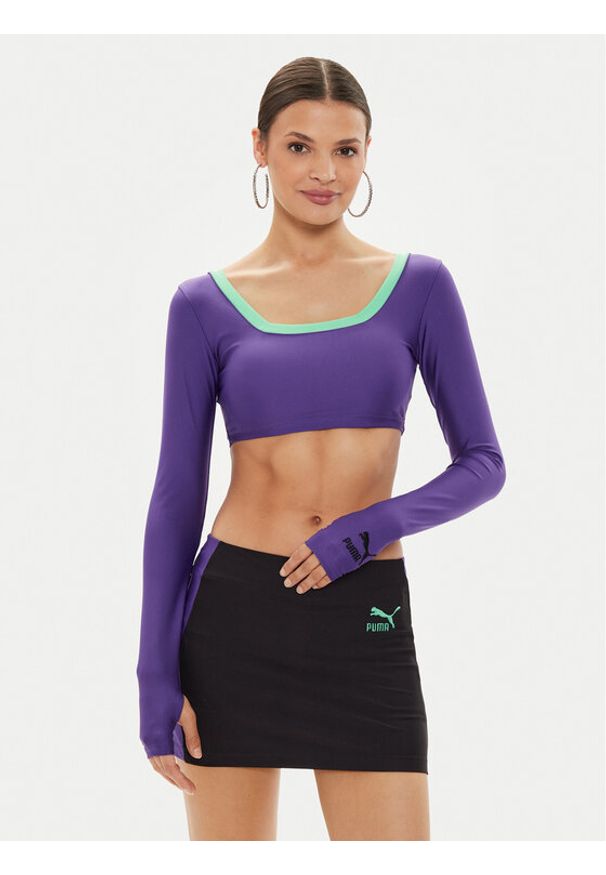 Puma Bluzka DUA LIPA 536634 Fioletowy Slim Fit. Kolor: fioletowy. Materiał: syntetyk
