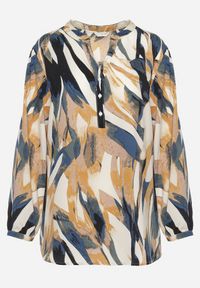 Born2be - Beżowo-Żółta Bluzka w Abstrakcyjny Wzór z Podpinanymi Rękawami Xaliana. Okazja: na co dzień. Kolekcja: plus size. Kolor: beżowy. Styl: casual #3