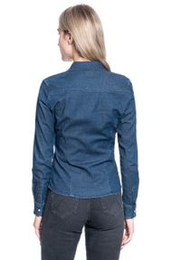 Lee - DAMSKA KOSZULA JEANSOWA LEE SLIM WESTERN SHIRT WASHED BLUE L45RFWLR. Kolor: niebieski. Materiał: jeans