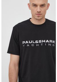 PAUL & SHARK - Paul&Shark T-shirt męski kolor czarny z nadrukiem. Okazja: na co dzień. Kolor: czarny. Materiał: dzianina. Wzór: nadruk. Styl: casual