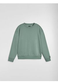 Sinsay - Bluza crewneck comfort fit z domieszką bawełny - zielony. Kolor: zielony. Materiał: bawełna