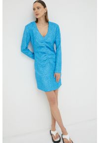 GESTUZ - Gestuz sukienka MaisieGZ kolor niebieski mini dopasowana. Kolor: niebieski. Długość rękawa: długi rękaw. Typ sukienki: dopasowane. Długość: mini #5