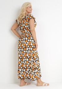 Born2be - Pomarańczowa Rozkloszowana Sukienka Maxi z Cienkimi Gumkami w Pasie z Bawełny Dilaya. Okazja: na co dzień. Kolor: pomarańczowy. Materiał: bawełna. Typ sukienki: proste. Styl: casual. Długość: maxi #5
