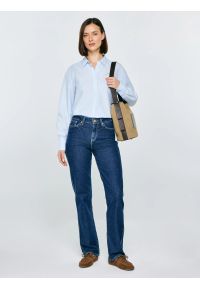 Big-Star - Koszula damska w paski niebieska Goplo 400. Okazja: na co dzień, do pracy. Typ kołnierza: kołnierzyk klasyczny. Kolor: niebieski. Materiał: bawełna, tkanina. Wzór: paski. Styl: klasyczny, casual, elegancki #3